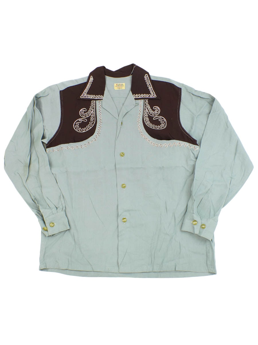 50's NOFADE 2トーン切り替え エンブロイダリー レーヨンウエスタン