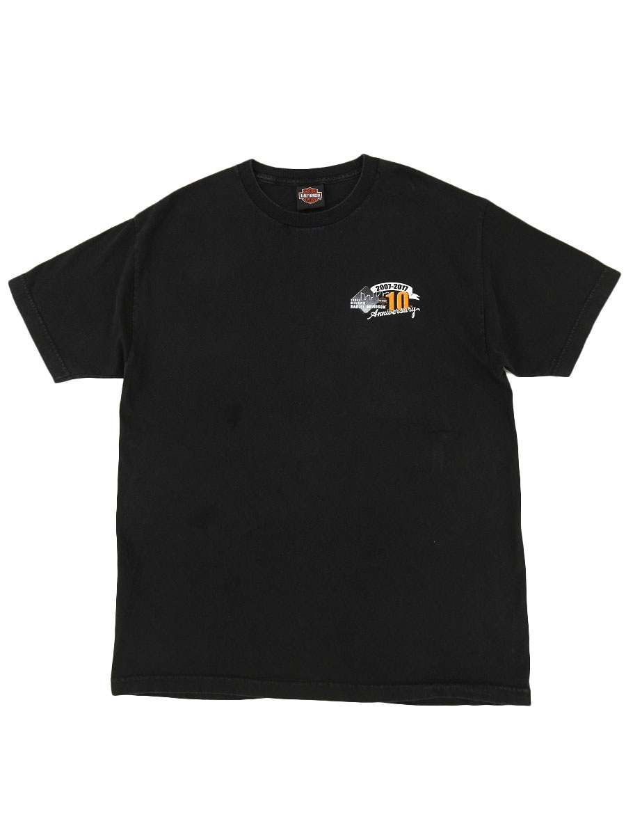 10's～ H-D ハーレーダヴィッドソン ''THREE RIVERS 10TH ANIV.'' 両面プリント Tシャツ 表記(L) 