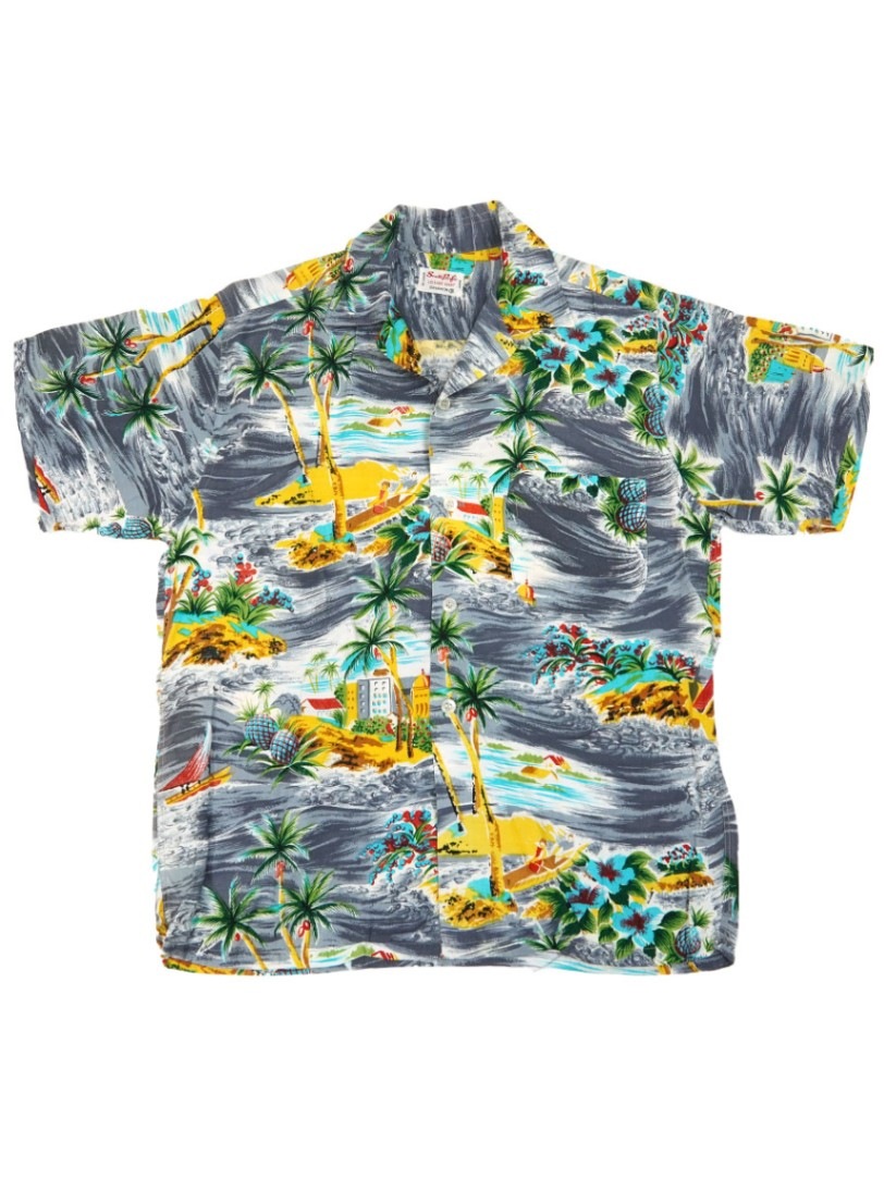 60's South Pacific アイランド柄 ハワイアンシャツ 表記(S)