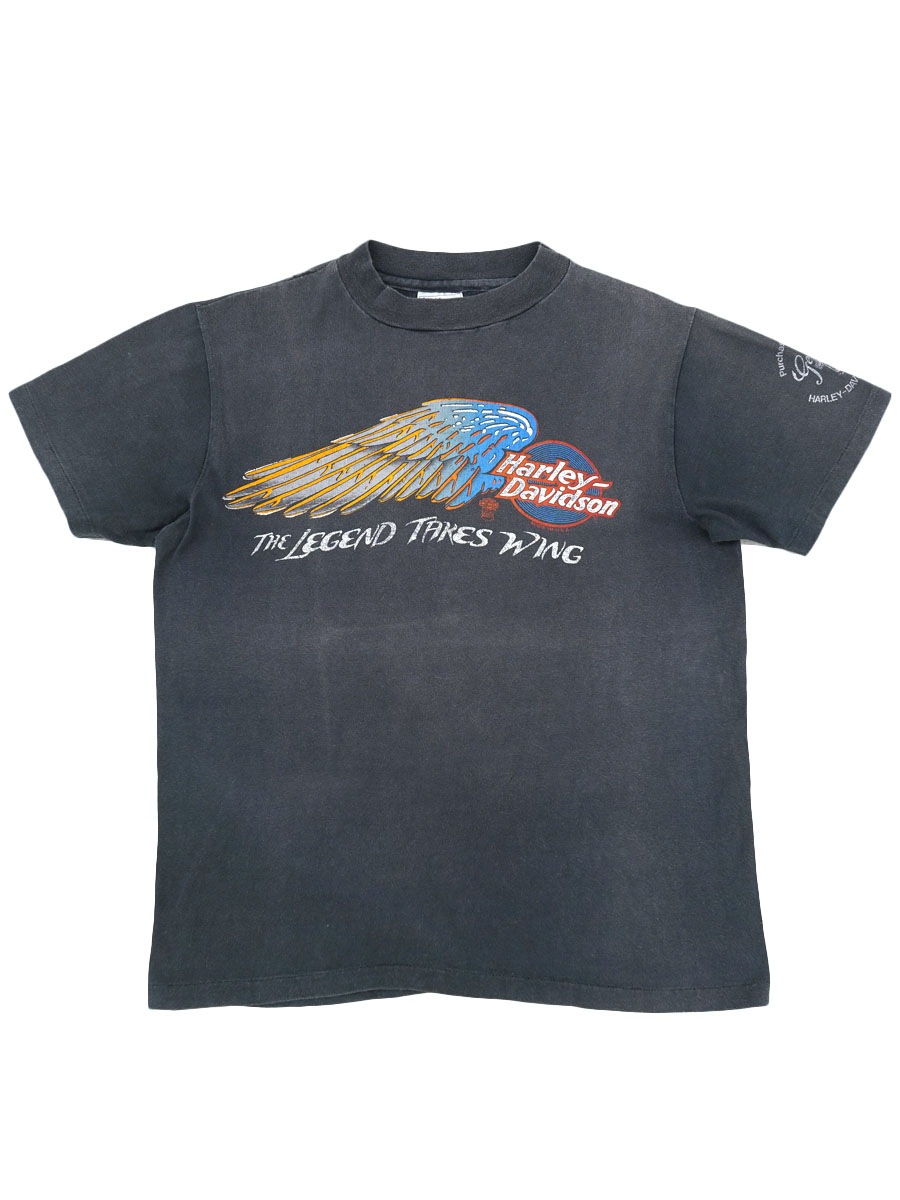 ハーレーダビッドソン ウィング ビッグロゴ デカロゴ Tシャツ 70s80sビンテージ Harley Dvidson ハーレーダビッドソン HOG POWER 豚