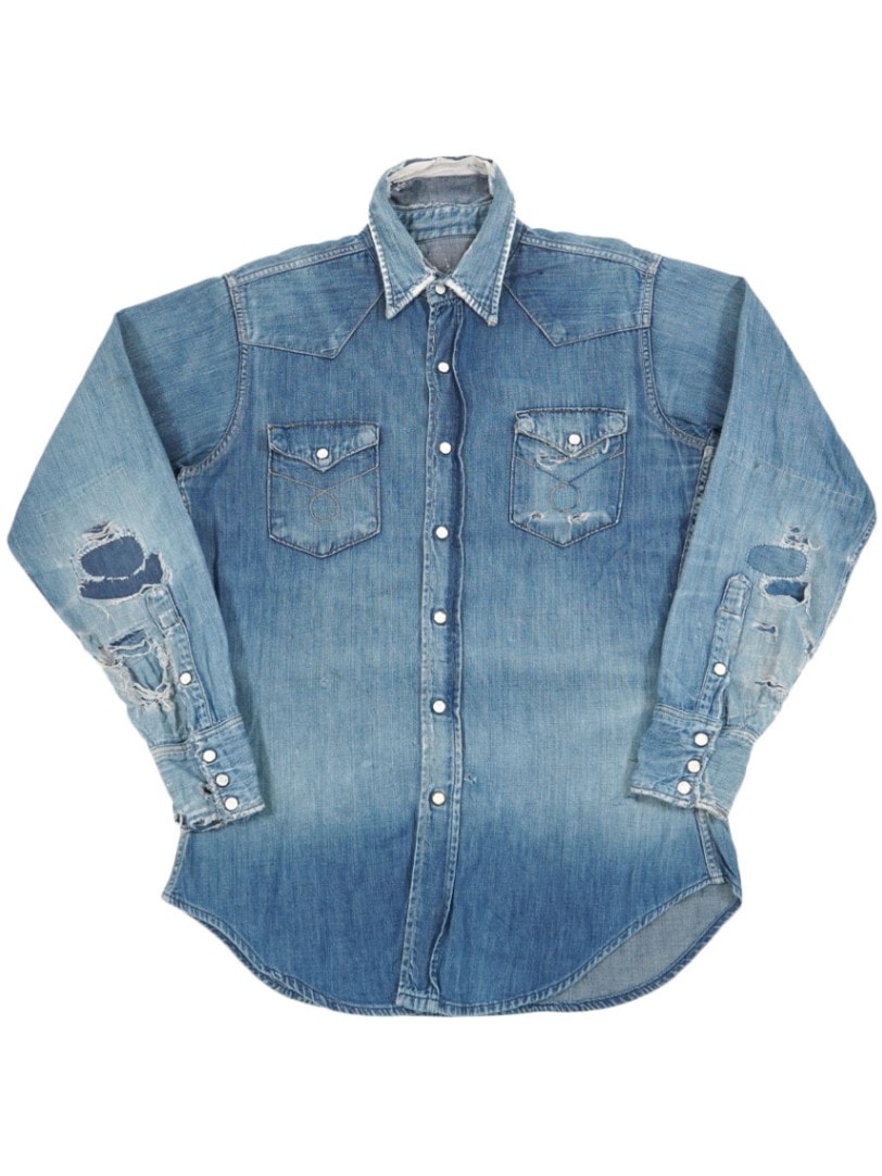 50's～ FOREMOST デニムウエスタンシャツ 味ありダメージ 実寸(15位)