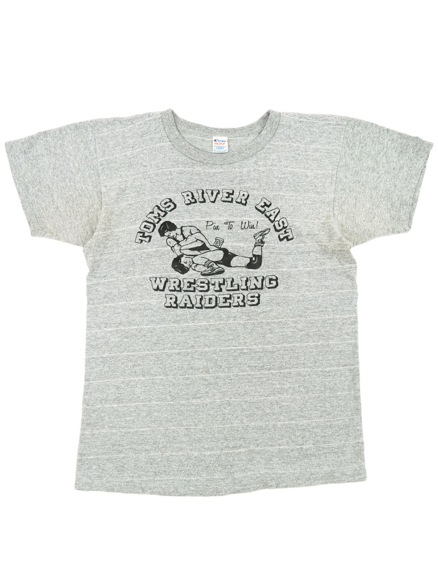 チャンピオン80s トリコタグ 鬼フェード　M 80's トリコタグ チャンピオン ''WRESTLING'' 4段黒プリント 霜降りT