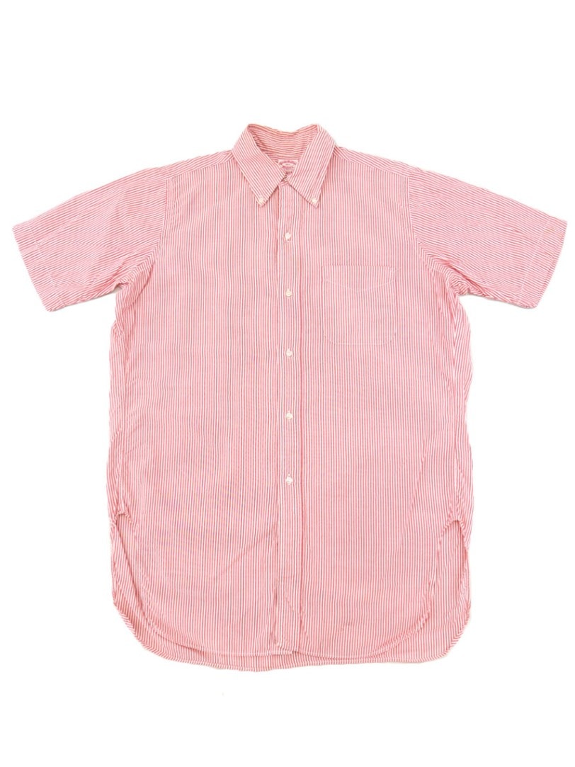 70's Brooks Brothers MAKERS ストライプ 6ボタン 半袖B.Dシャツ 表記