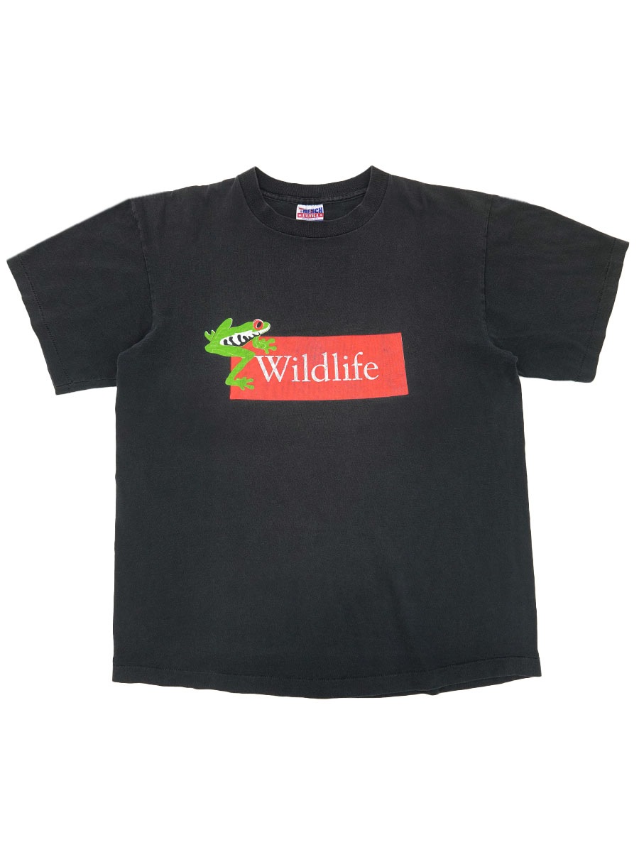 90's TRENCH ''Wildlife'' 両面プリント Tシャツ 褪せブラック 表記(XL) USA製
