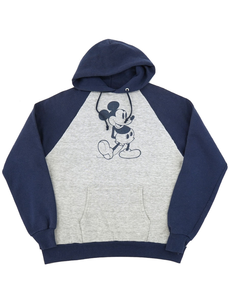 80's Disney ミッキーマウス ラグラン2トーン切り替え スウェットパーカ 表記(L) USA製