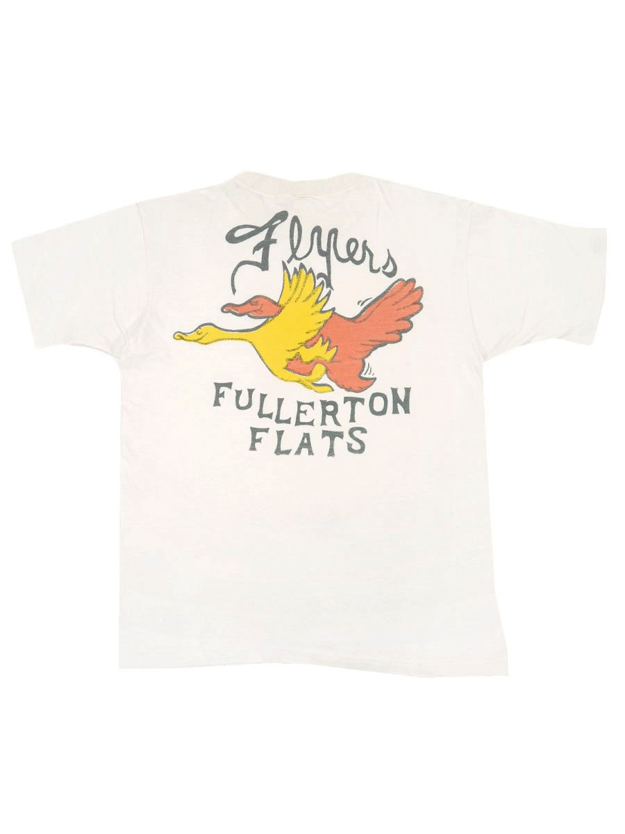 70's TOWNCRAFT ''Flyers FULLERTON FLATS'' 染み込み バックプリント Tシャツ 表記(L)