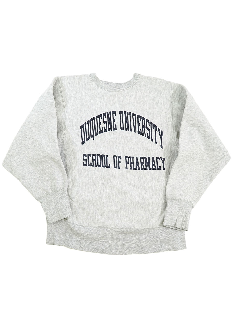 80's プリントタグ チャンピオンRW ''DUQUESNE UNIVERSITY'' 染み込み 表記(L)