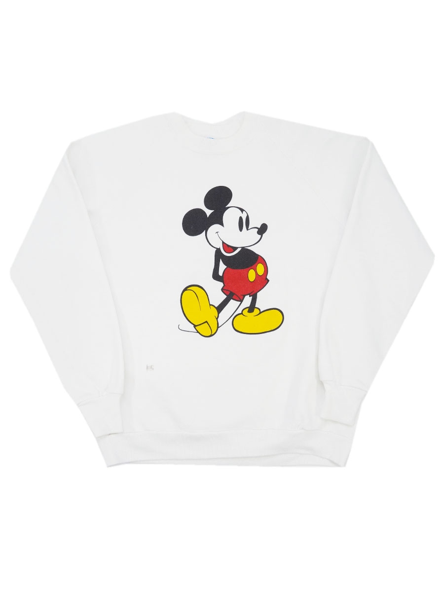 80's Disney ミッキーマウス ラグランスウェット ホワイト 表記(XL) USA製