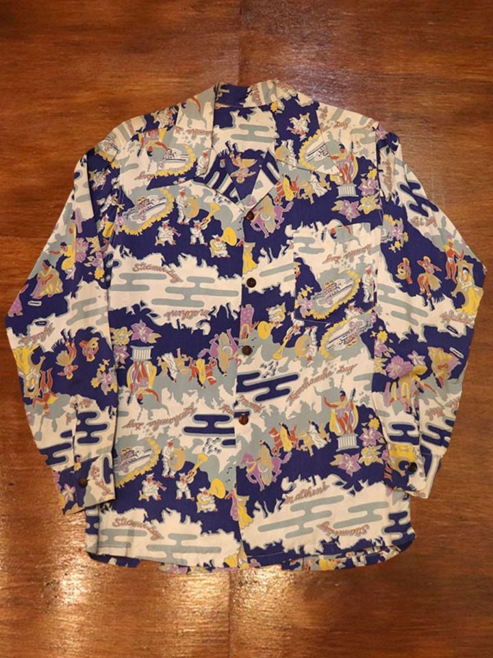 1940s  L/S HAWAIIAN , Size  M