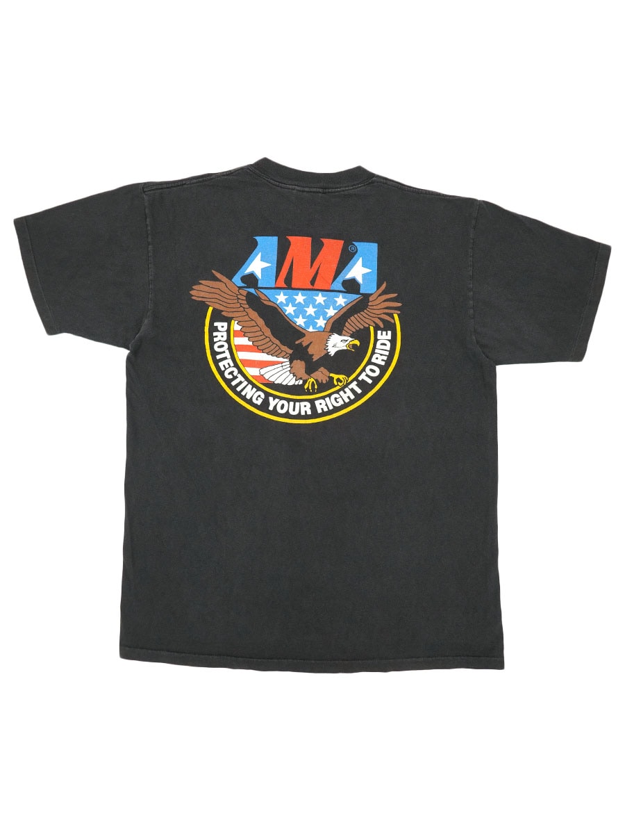 90's ONEITA ''AMA'' 両面プリントTシャツ ブラック 表記(XL) USA製