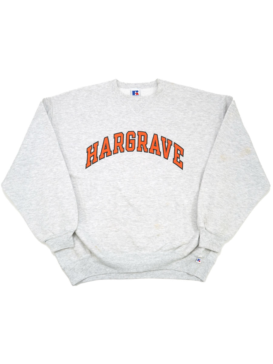90's RUSSELL ATHLETIC ''HARGRAVE'' 前V セットインスリーブスウェット 表記(XL) USA製