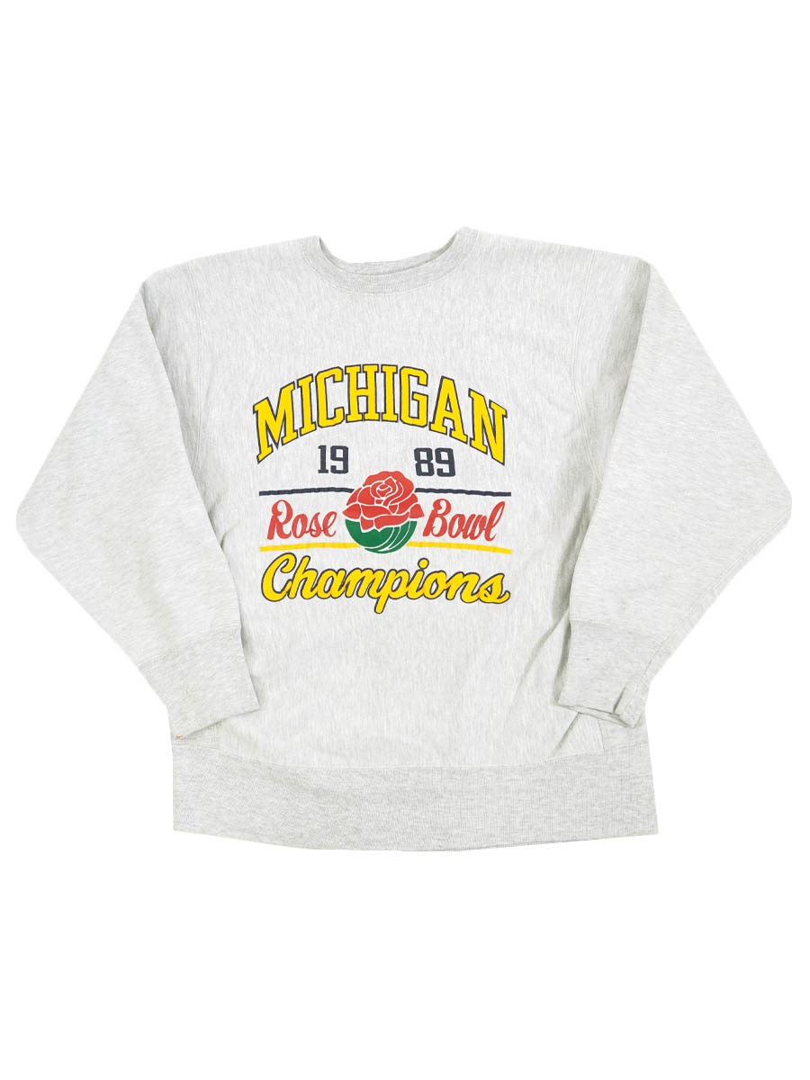 80's プリントタグ チャンピオンRW ''MICHIGAN 1989 ROSE BOWL Champions'' 表記(XL)
