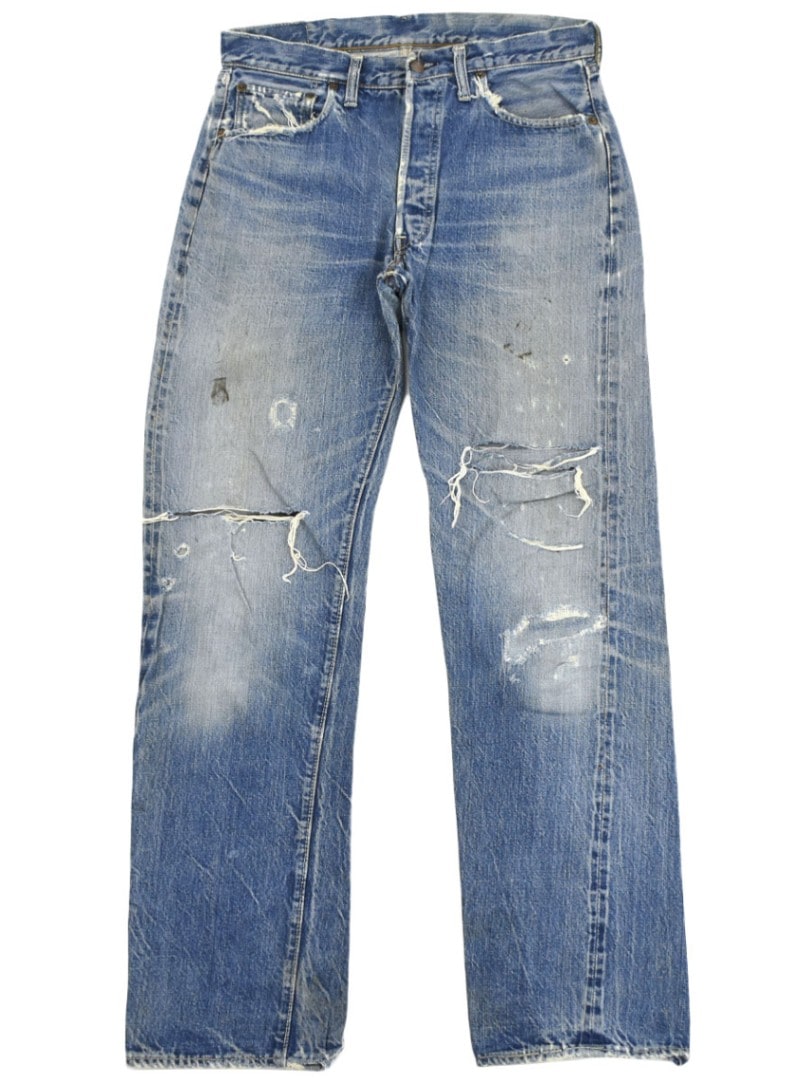 60s levi's 501 big E ダメージジーンズ　雰囲気系 60's Levi's 501 BIG-E ウエストシングル デニムパンツ 味あり