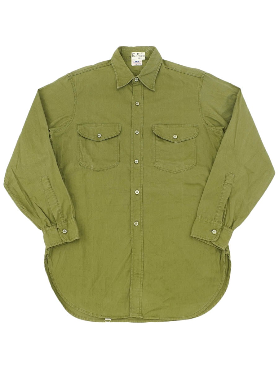 40's Lee FADE PROOF マチ付き ワークシャツ モスグリーン 表記