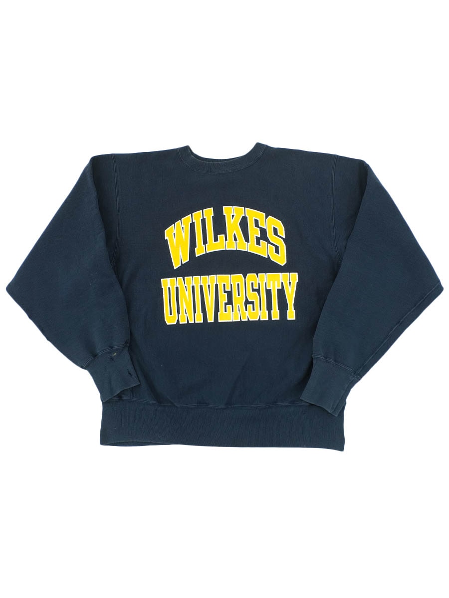 90's 刺繍タグ チャンピオンRW ''WILKES UNIVERSITY'' ネイビー