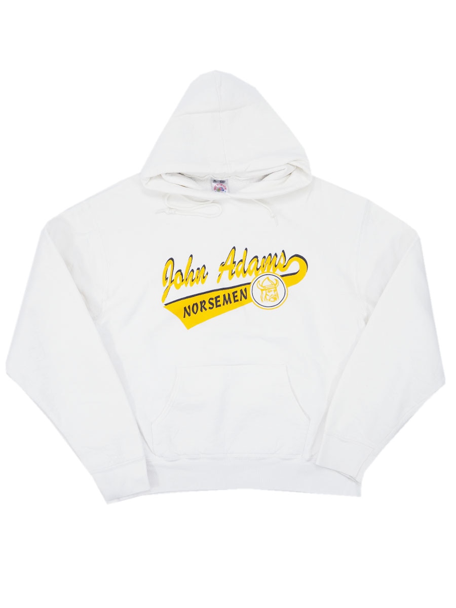 90's FRUIT OF THE LOOM ''John Adams NORSEMEN'' 両面プリント スウェットパーカ ホワイト 表記(XL) USA製