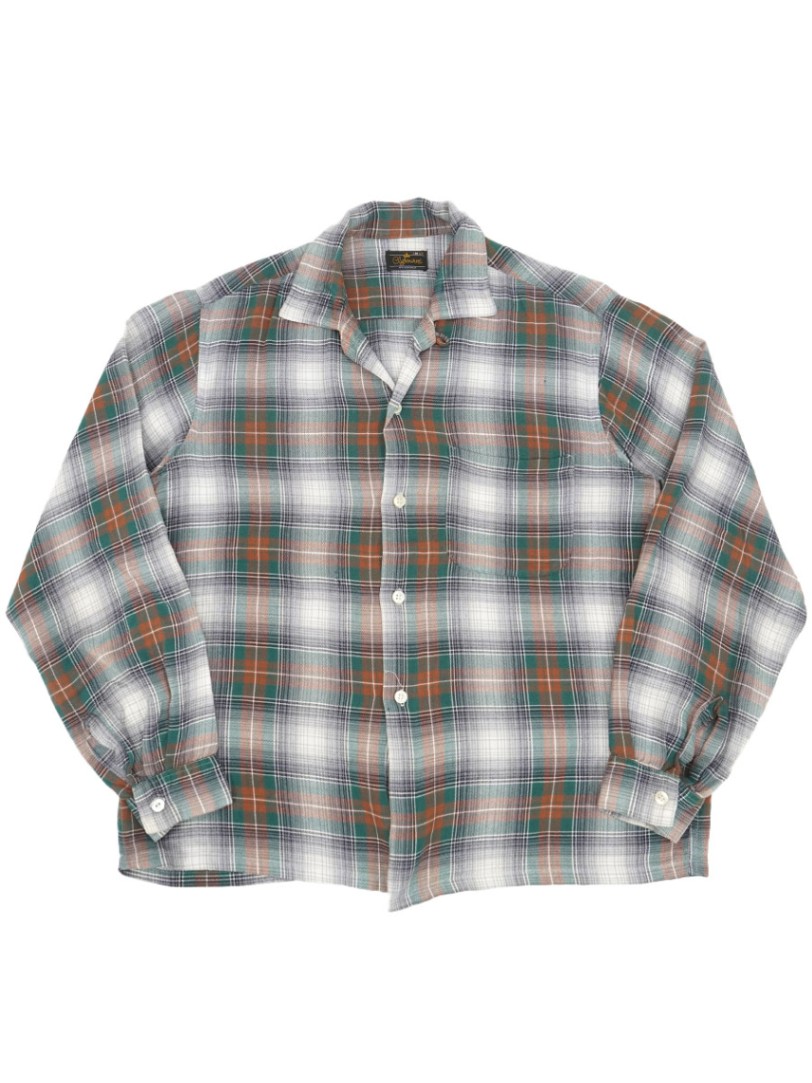 60's Clybourne 好配色チェック レーヨン ループカラーシャツ 表記(M)