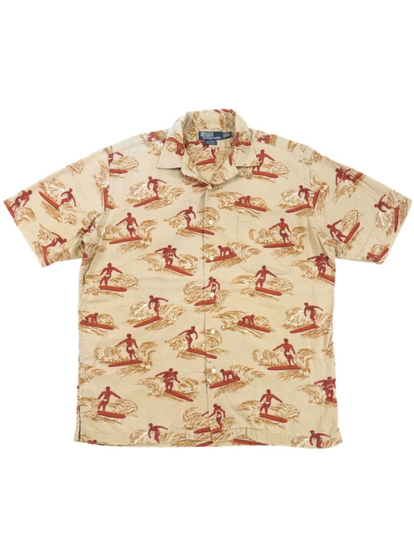 ラルフローレン サーファープリント ループカラー半袖シャツ 表記(M) レア