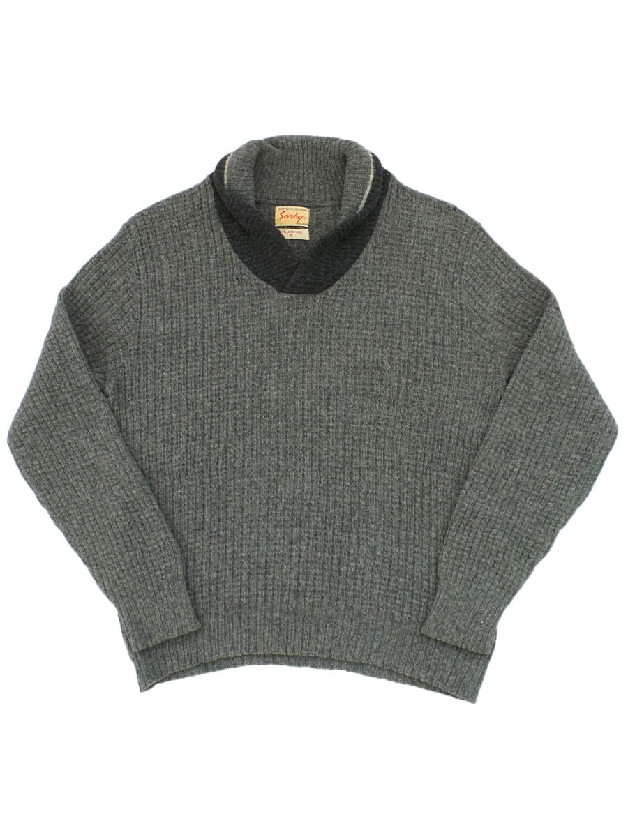 60's Sarly 100% LAMBS WOOL 切り替え ショールカラーセーター