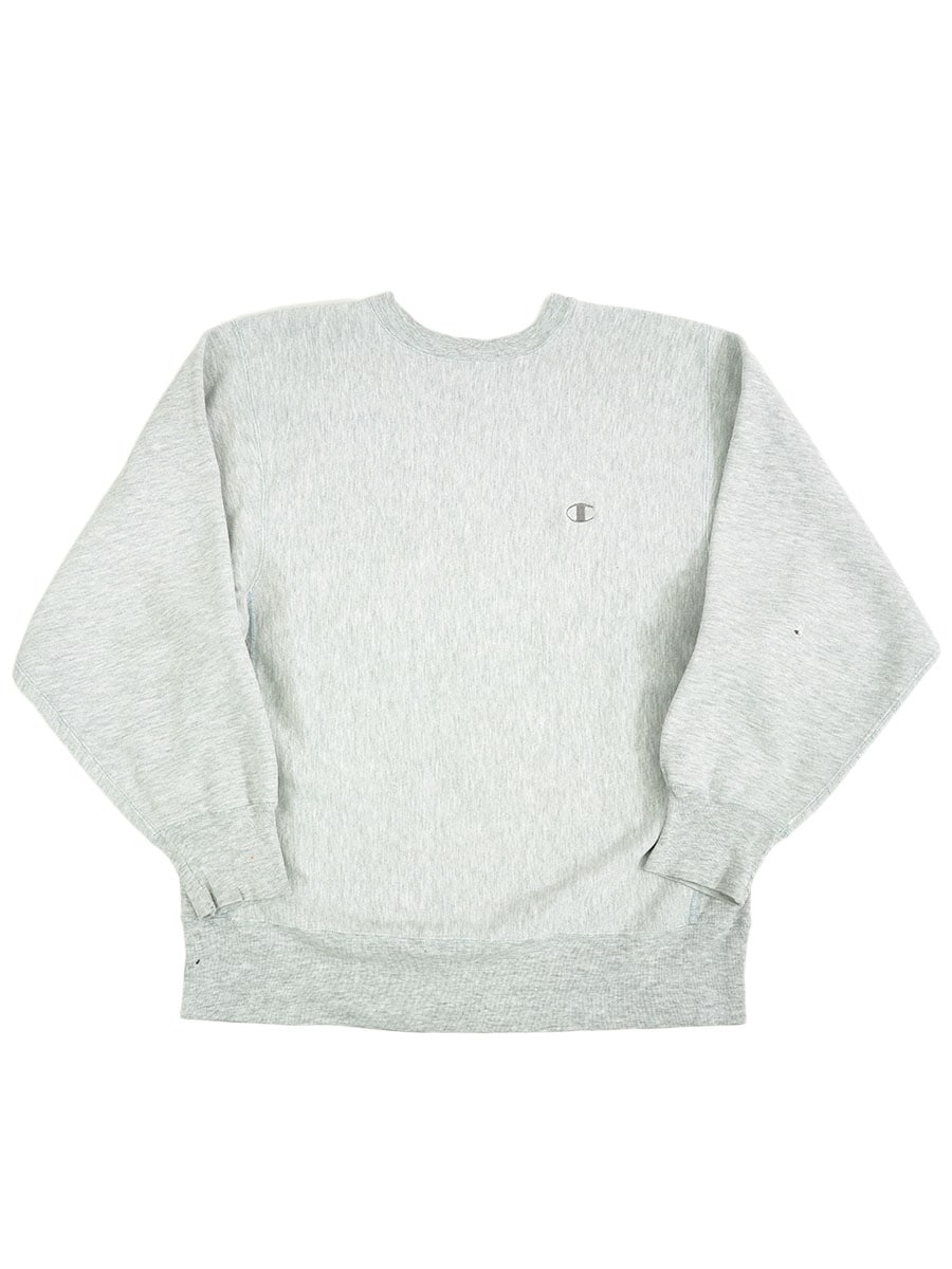 80's プリントタグ チャンピオンRW 無地 グレー 表記(XL) デカ目 ブルーステッチ