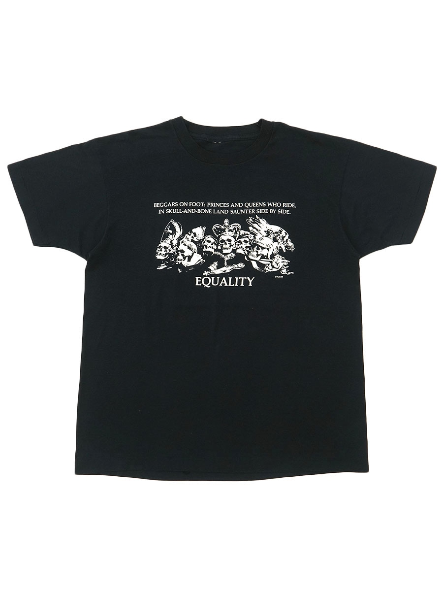 90's ''EQUALITY'' スカル プリントTシャツ ブラック 実寸(L位)