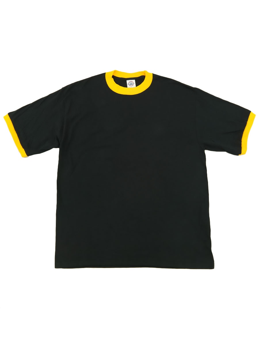 00's DELTA 無地 黒×黄 100%コットン リンガーTシャツ 表記(L) DEAD