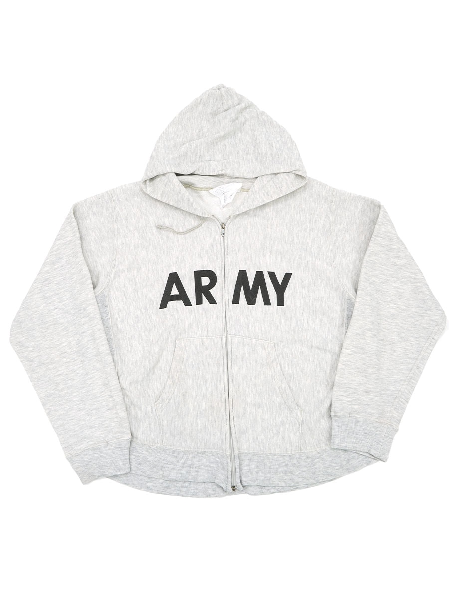 80's U.S.ARMY ''ARMY'' フルジップスウェットパーカ グレー 表記(L)