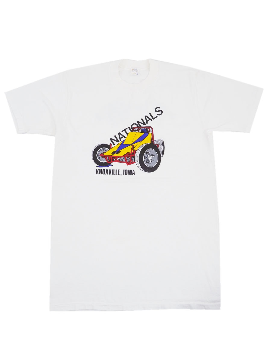 70's JCPenney ''NATIONALS KNOXVILLE, IOWA'' 両面プリント Tシャツ ホワイト 表記(L)