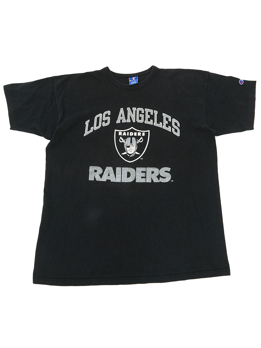 90's 青刺繍タグ チャンピオン ''LOS ANGELES RAIDERS'' 3段プリント Tシャツ 表記(XXL) USA製