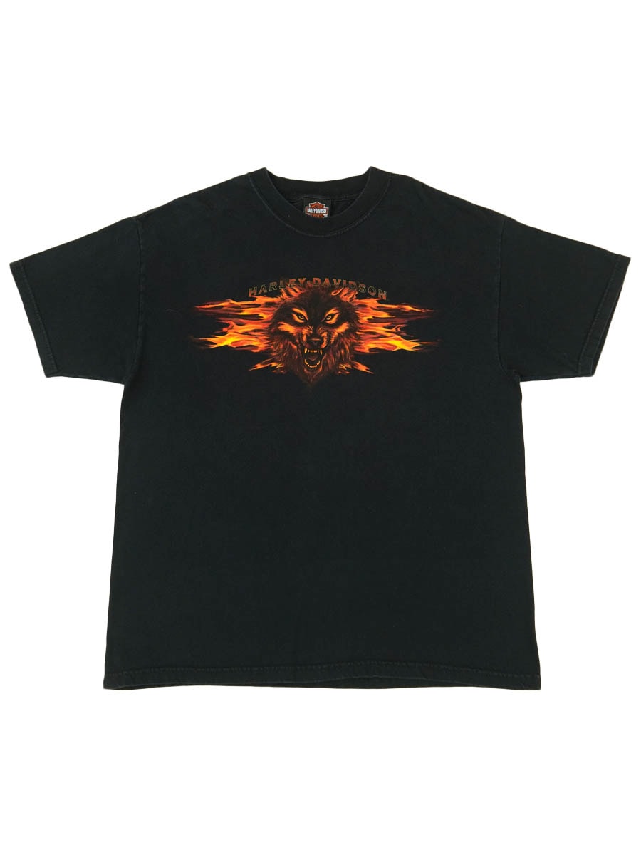 00's HARLEY-DAVISON ウルフ ''LIBERTY'' 両面プリントTシャツ 表記(L