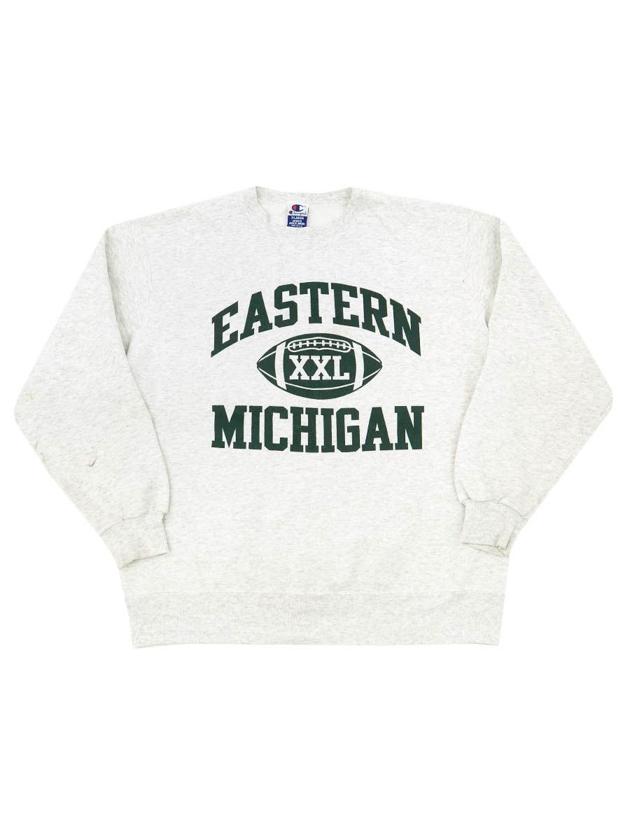 90's 青刺繍タグ チャンピオン ''EASTERN MICHIGAN'' 3段プリント
