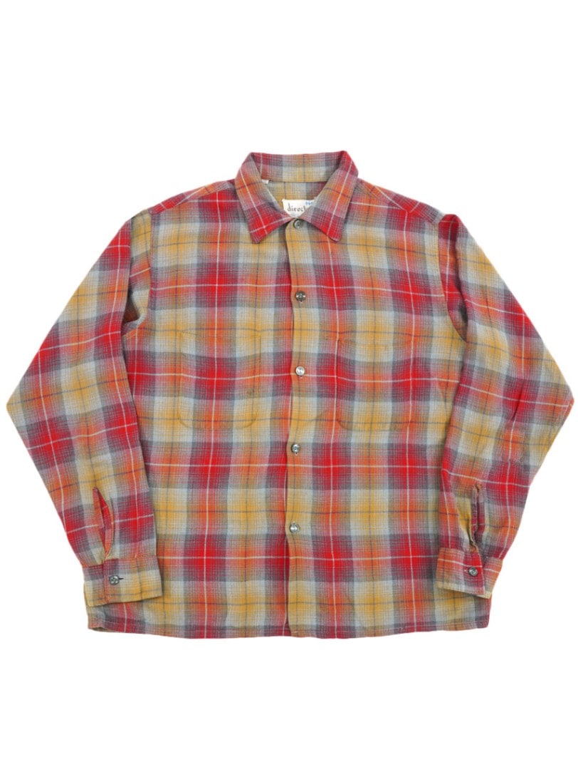 60's director ボックス型 好配色チェック レーヨンシャツ 表記(M)