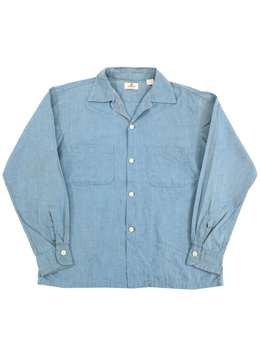 50's ARROW ループカラー ロングスリーブシャツ 無地 表記(15-15 1/2