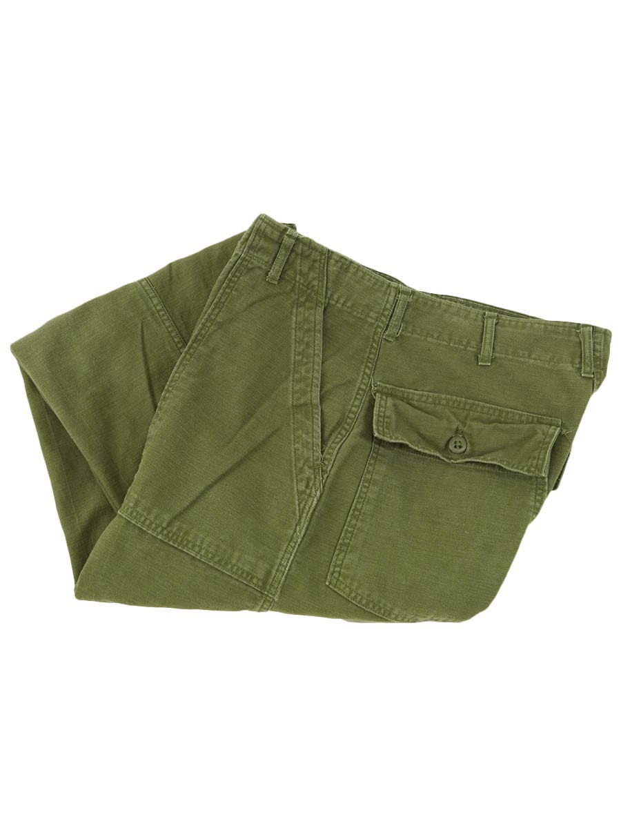 60's ベーカー パンツ 2nd 平ボタンU.S.ARMY ユーティリティ実物 60's U.S.ARMY ベイカーパンツ ボタンフライ 実寸(31x28位