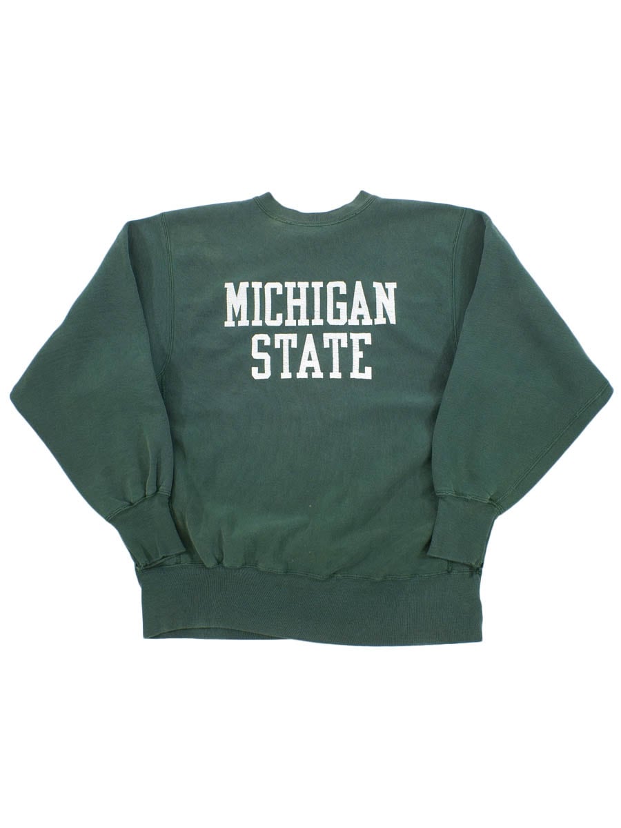 90's 刺繍タグ チャンピオンRW ''MICHIGAN STATE'' グリーン 表記(L) USA製