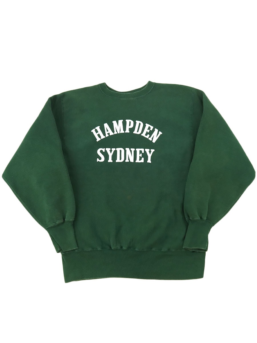 90's 刺繍タグ チャンピオンRW ''HAMPDEN SYDNEY'' グリーン 表記(L) USA製