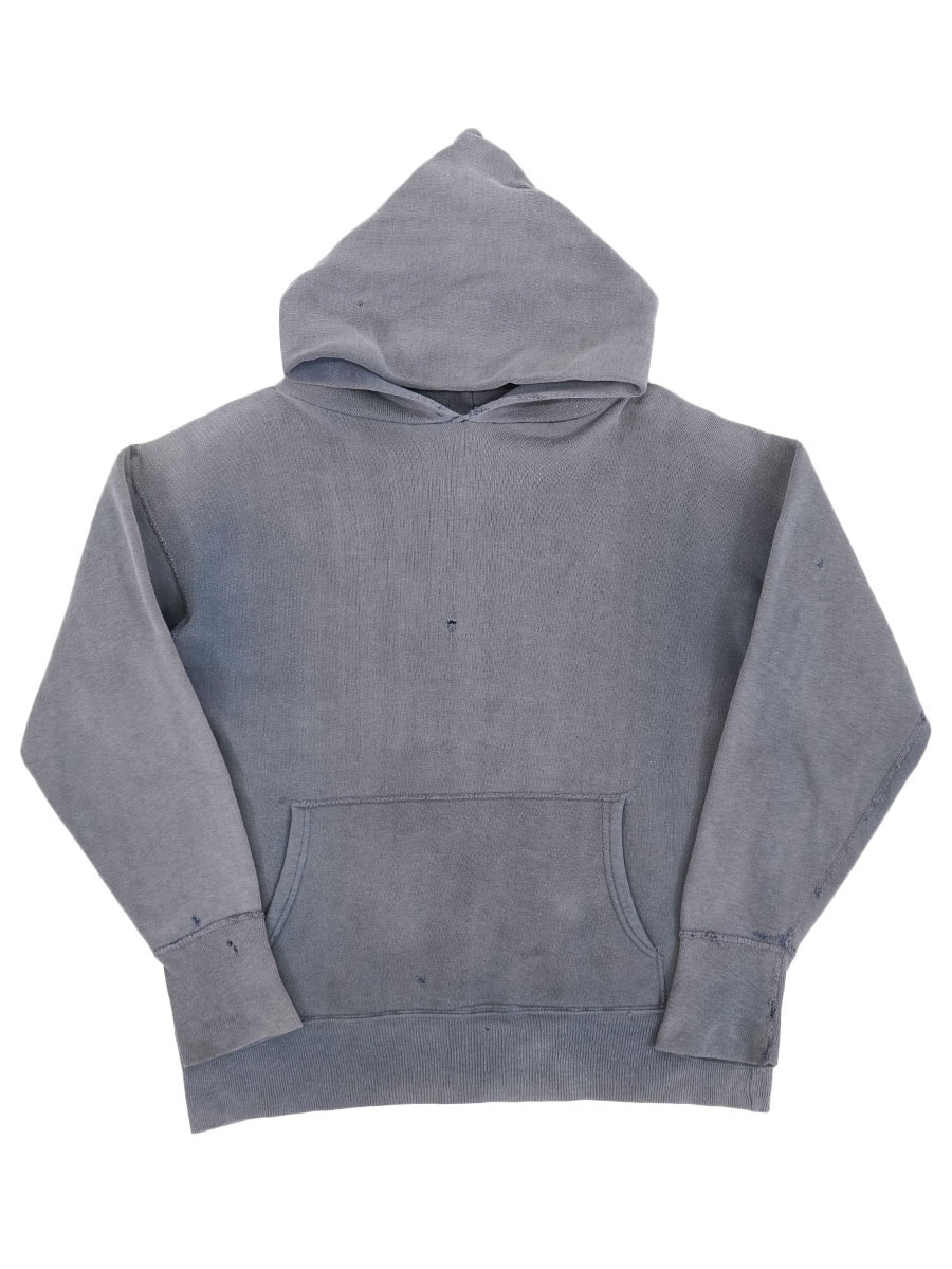 60's～ セットインスリーブ スウェットパーカ 無地 フェード ネイビー