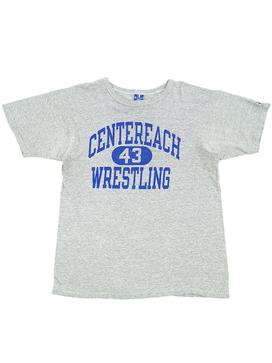 90's 青刺繍タグ チャンピオン ''CENTEREACH WRESTLING'' 3段プリントTシャツ 表記(L) USA製