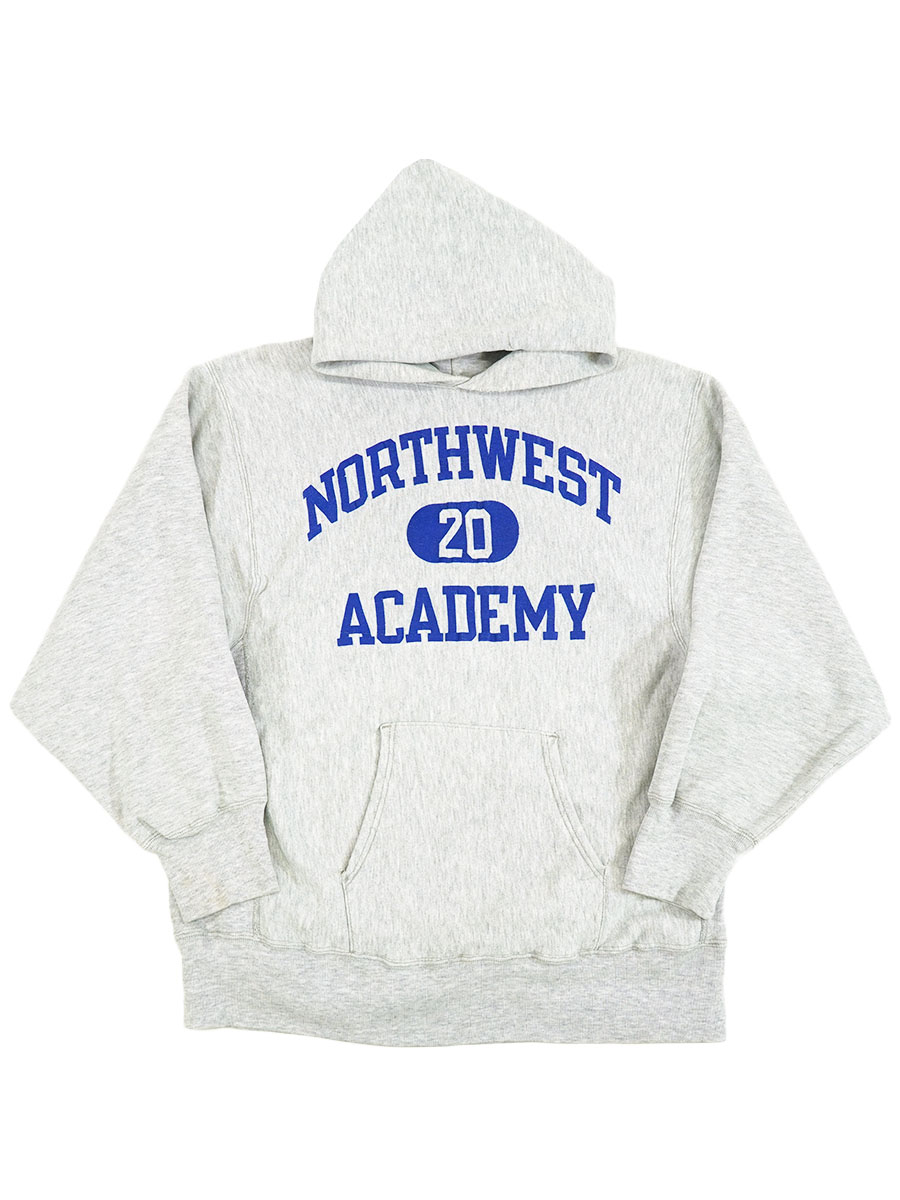 80's プリントタグ チャンピオンRWパーカ ''NORTHWEST ACADEMY'' 3段プリント 表記(XL)