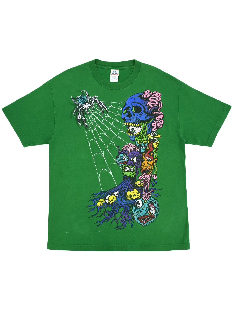 00's AAA モンスタープリント Tシャツ グリーン 表記(L)