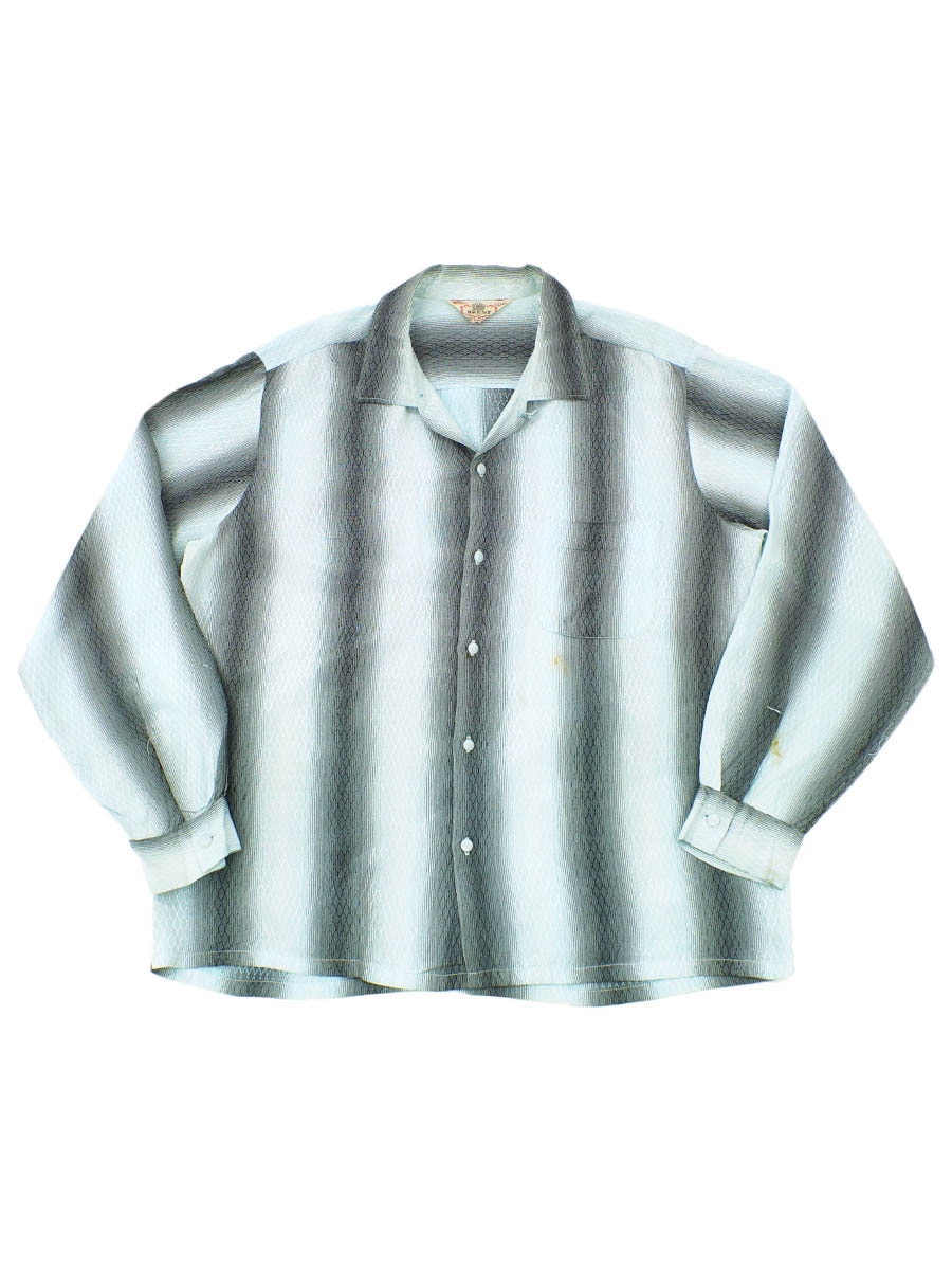 50's BRENT ループカラー ストライプ柄 ロングスリーブシャツ 表記(L)