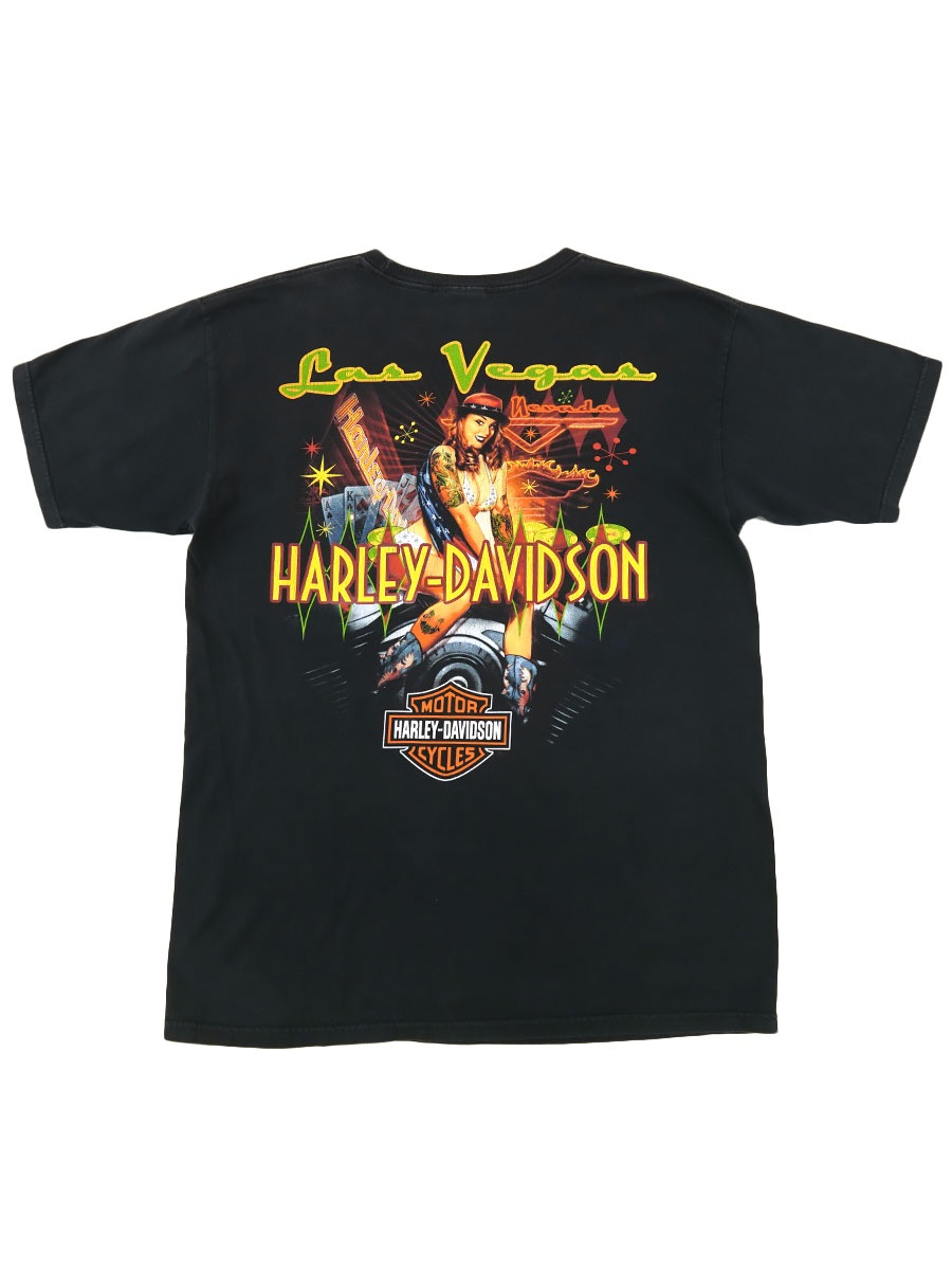 00's H-D ''LAS VEGAS'' ピンナップガール Tシャツ 表記(L)