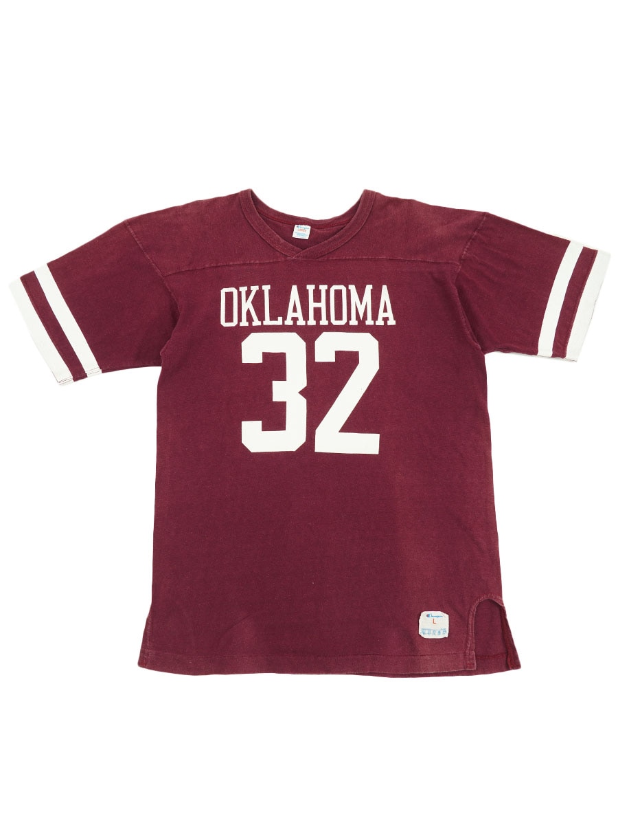 80's トリコタグ チャンピオン ''OKLAHOMA #32'' 両面ナンバリング フットボールT 表記(L)