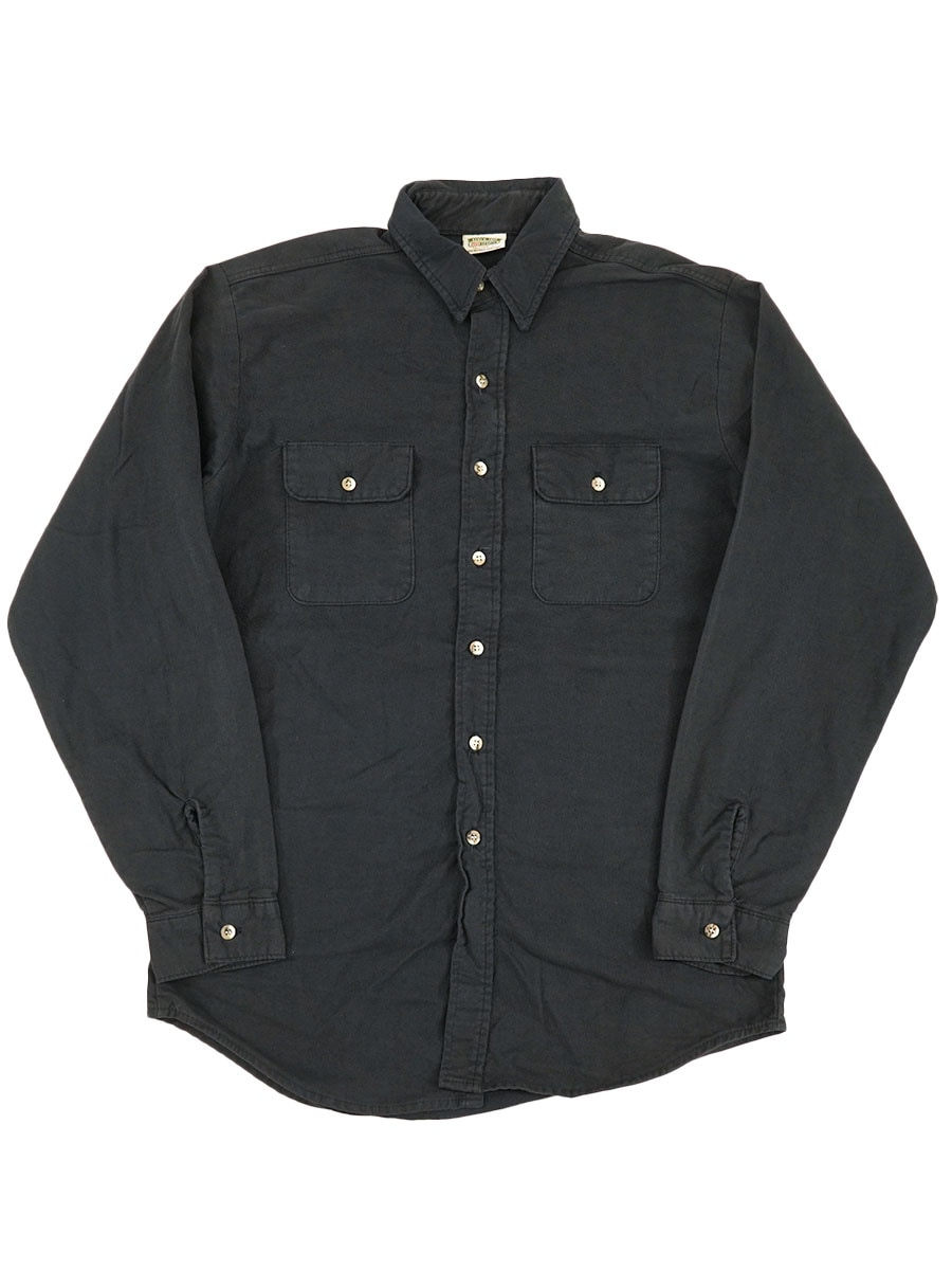 90's FIVEBROTHER 無地ブラック 単色 フランネルシャツ 表記(TALLMAN-L