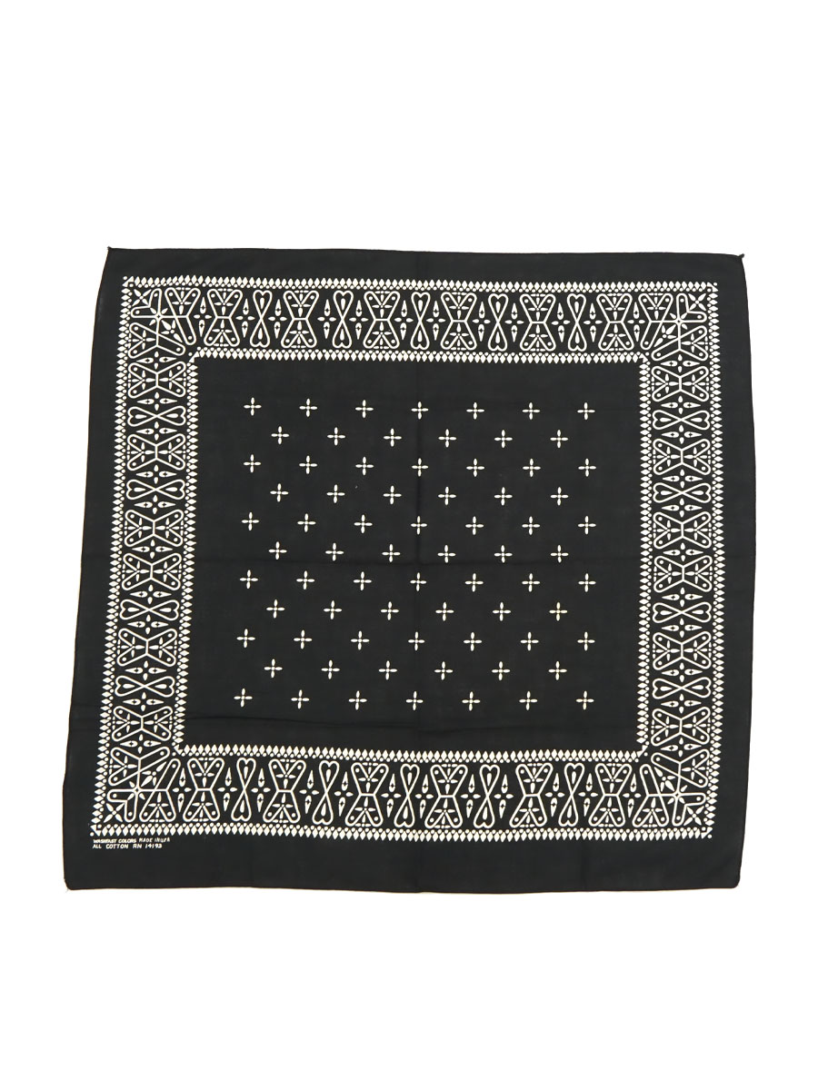 クロスバンダナ ブラック ビンテージ 珍品 vintege ALL COTTON BLK クロス バンダナ ドランゴンフライ | すべての