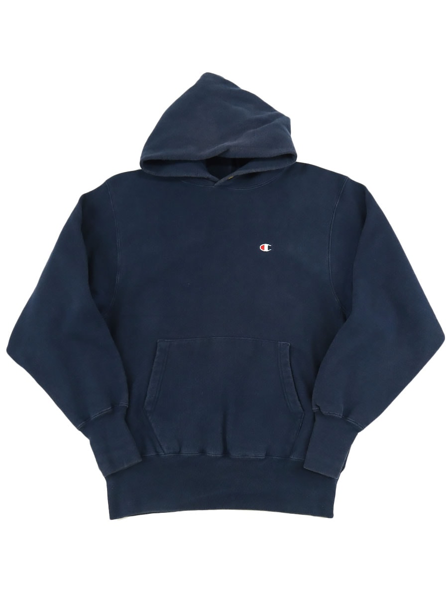 90's 刺繍タグ チャンピオンRWパーカ 無地ネイビー 表記(L) USA製