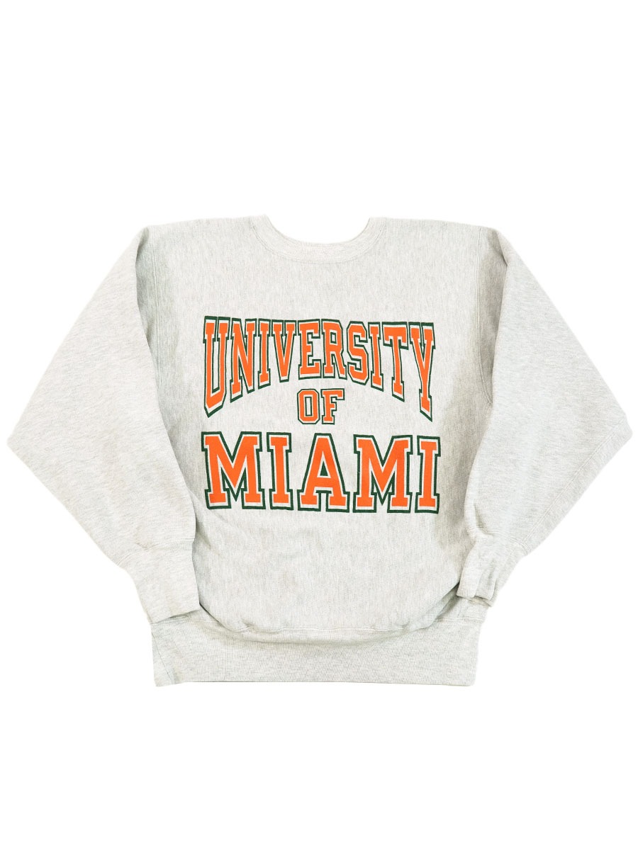 90's 刺繍タグ チャンピオンRW ''UNIVERSITY OF MIAMI'' グリーン 表記