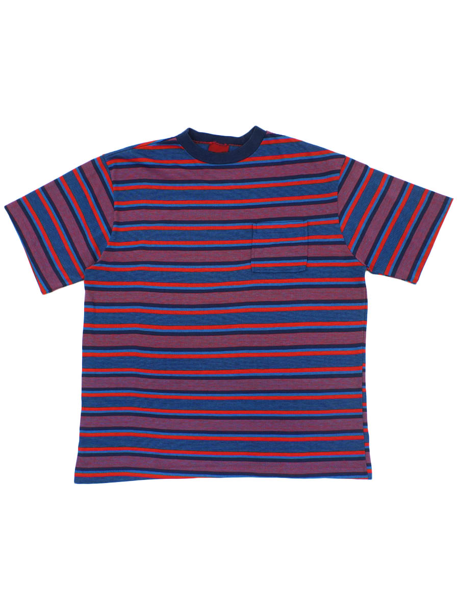 70's～ ランダムボーダー ポケットTシャツ 実寸(L位)