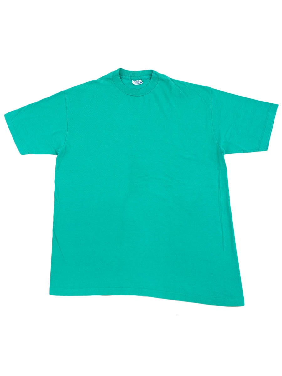 80's Hanes 無地 100％コットンTシャツ ミディアムグリーン 表記(XL) USA製