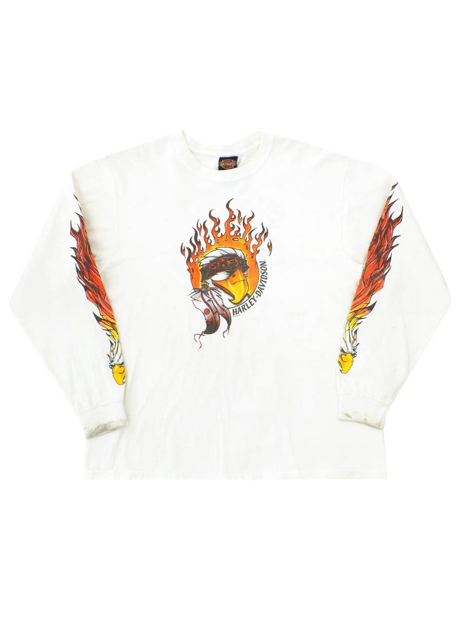 イーグル 袖プリント 大人気 ハーレーダビッドソン ロンT ブラック